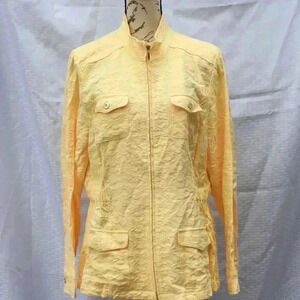 Christopher Banks Size L yellow full zip front pockets elastic sides jacket